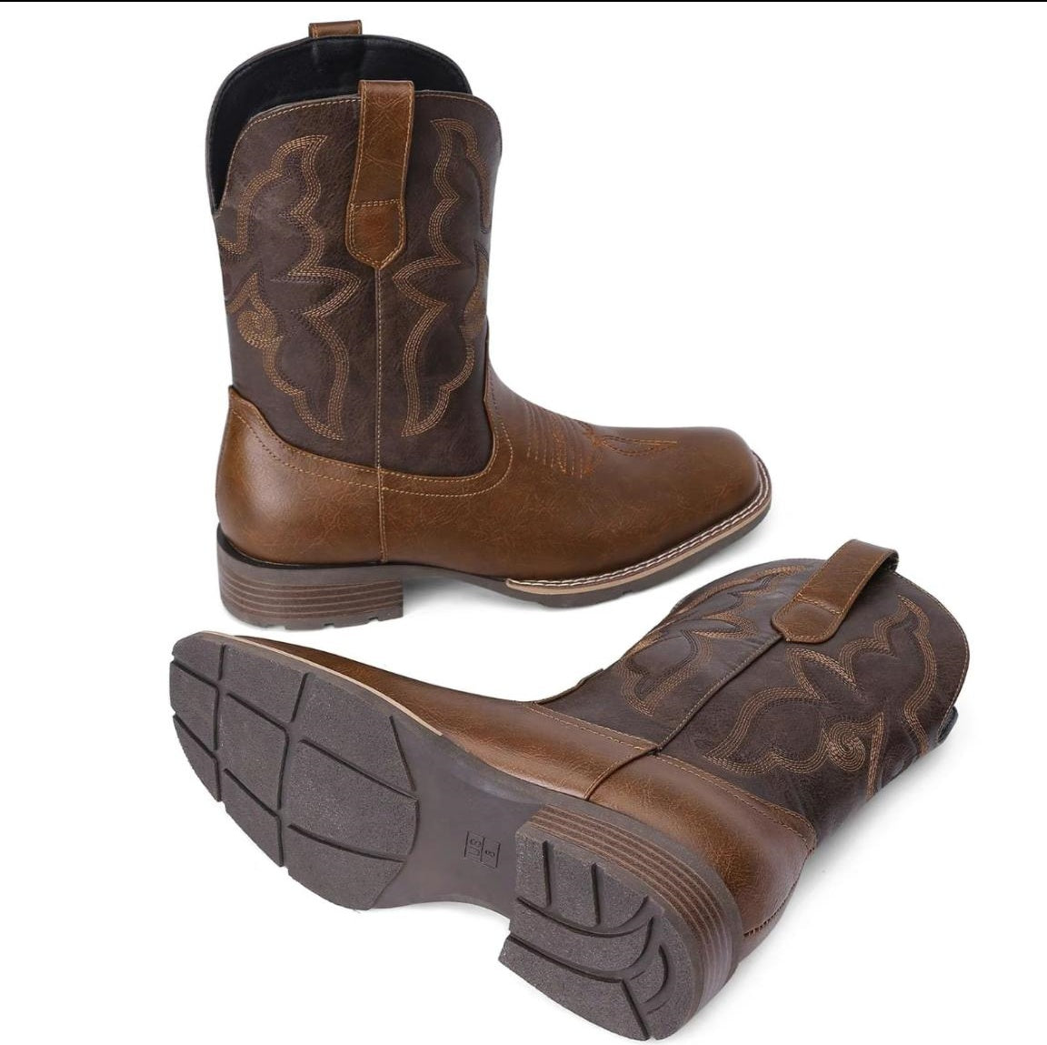 Square Toe Sculpted Long Cowboy Boots
