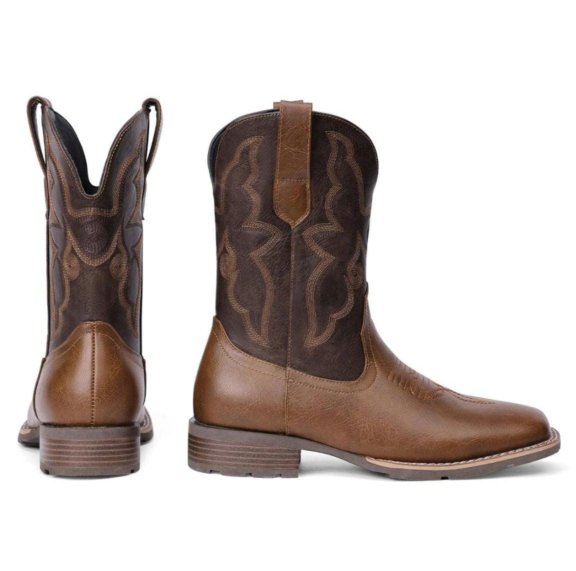 Square Toe Sculpted Long Cowboy Boots