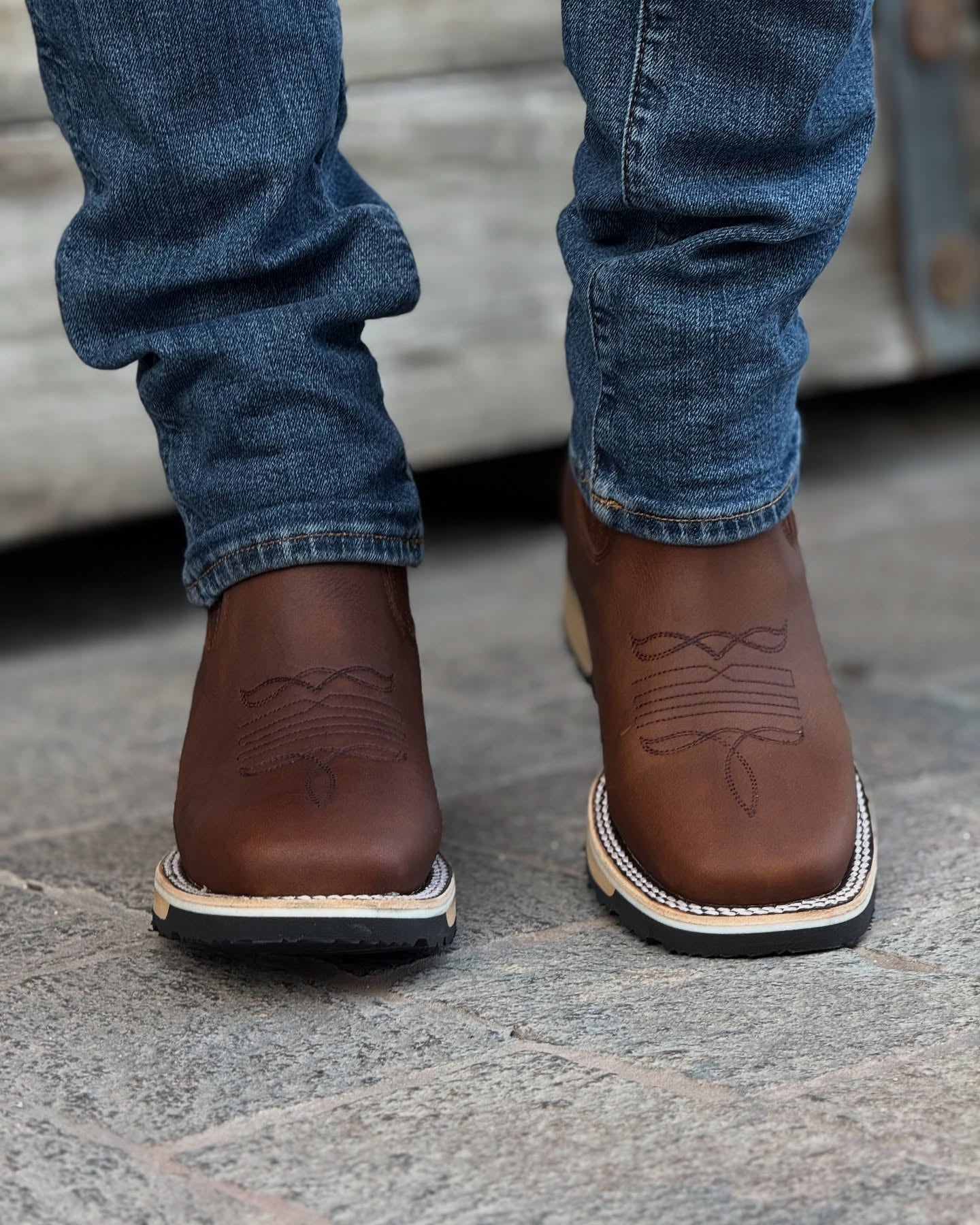 Handmade Crafted Embroidery Embroidered Square Toe Boots