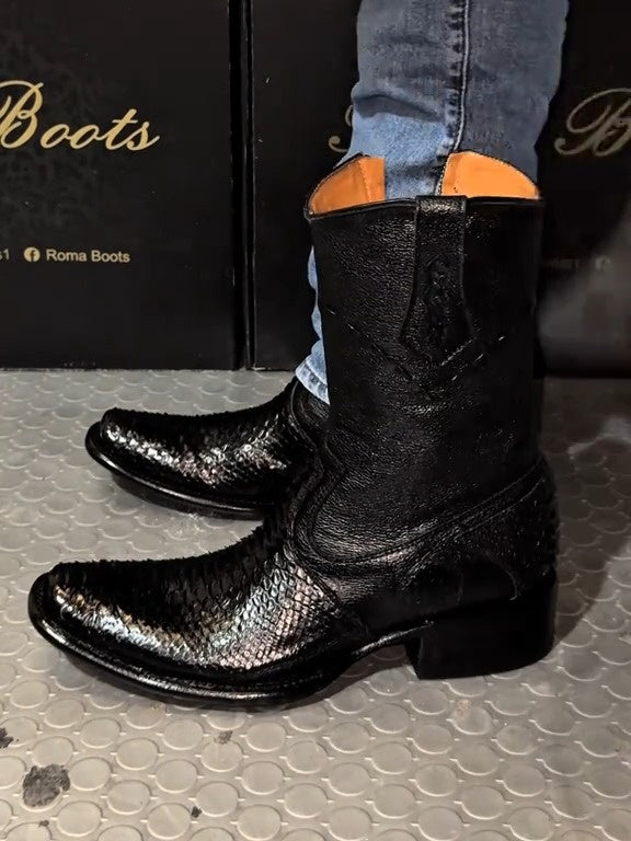 Handmade Glossy Python Boots