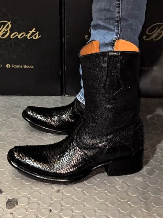 Handmade Glossy Python Boots