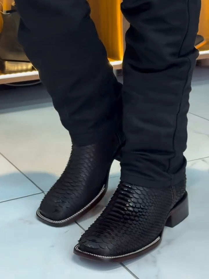 Python Skin Zipper Exotic Cowboy Boots