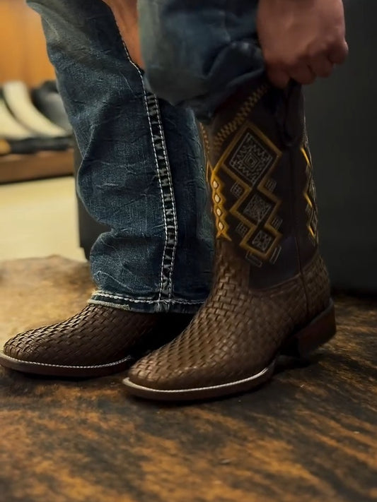 Handcrafted Mesh Textured Boots