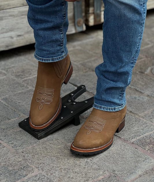 Handmade Crafted Embroidery Embroidered Square Toe Boots