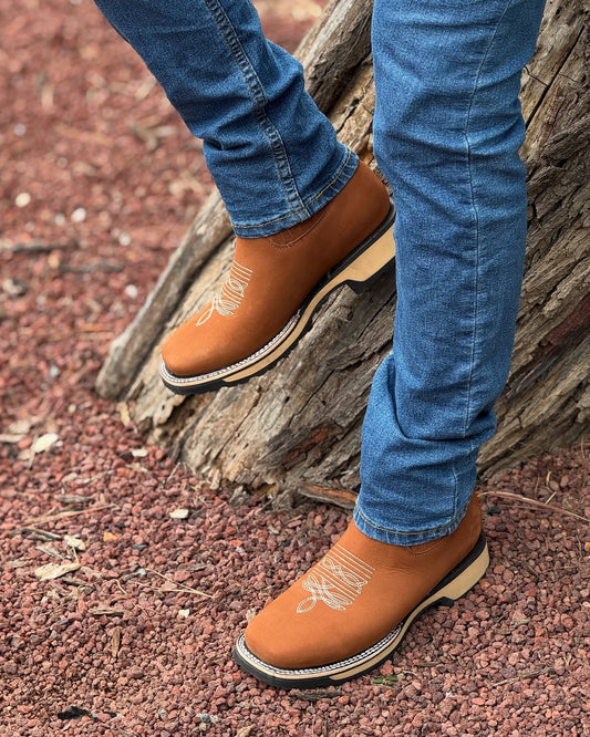 Handmade Crafted Embroidery Embroidered Square Toe Boots