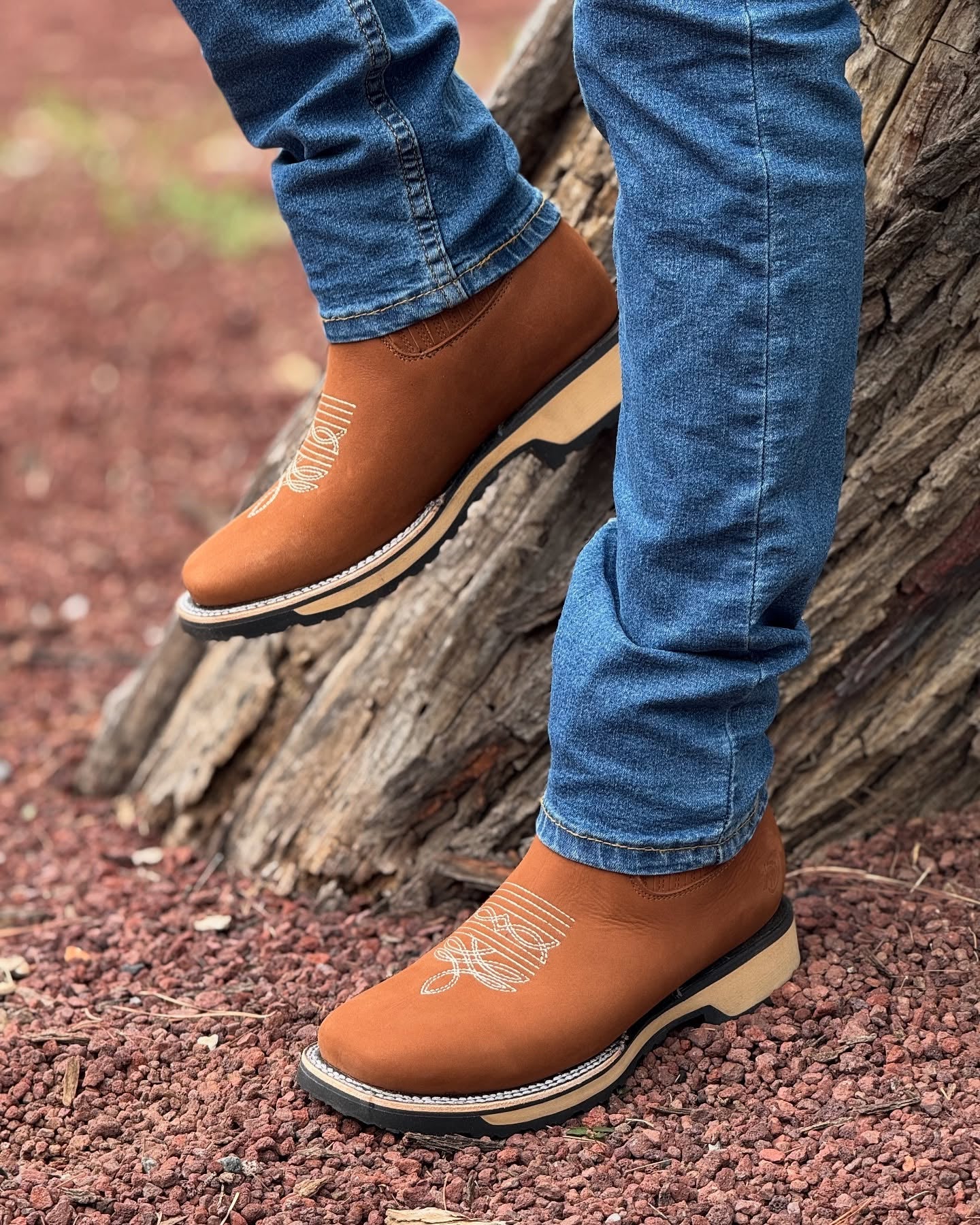 Handmade Crafted Embroidery Embroidered Square Toe Boots