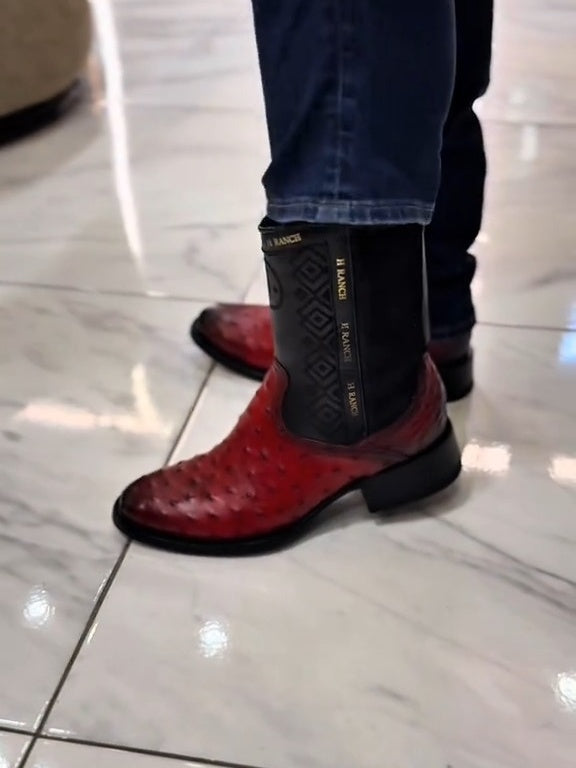 Vintage Ostrich Leather Ranch Cowboy Boots