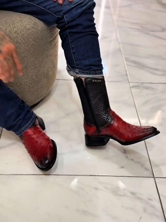 Vintage Ostrich Leather Ranch Cowboy Boots