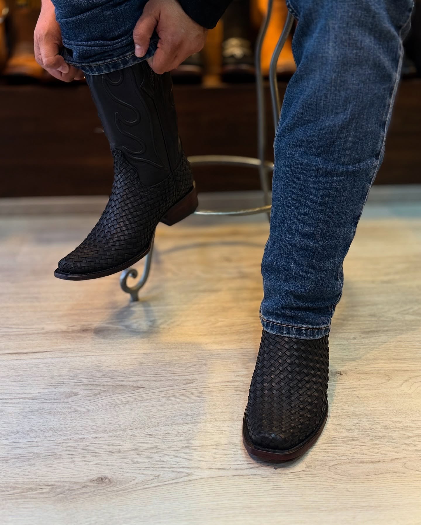 Handcrafted Striped Mesh Boots