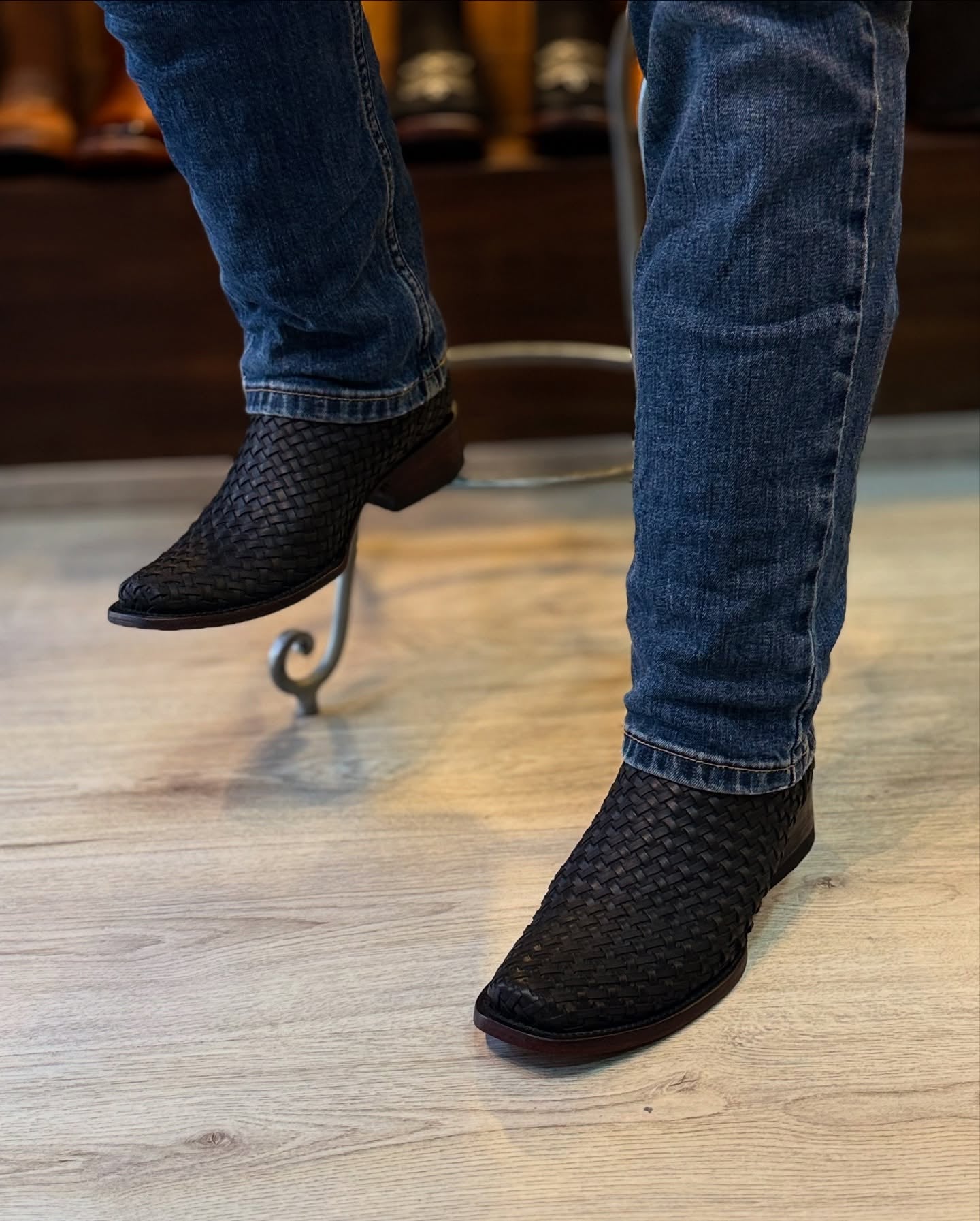 Handcrafted Striped Mesh Boots