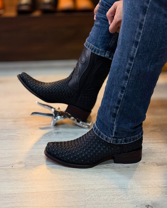 Handcrafted Striped Mesh Boots