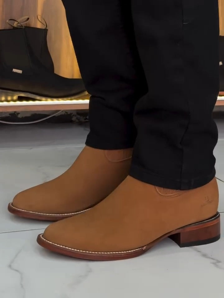 Western Suede Cowboy Ankle Boots