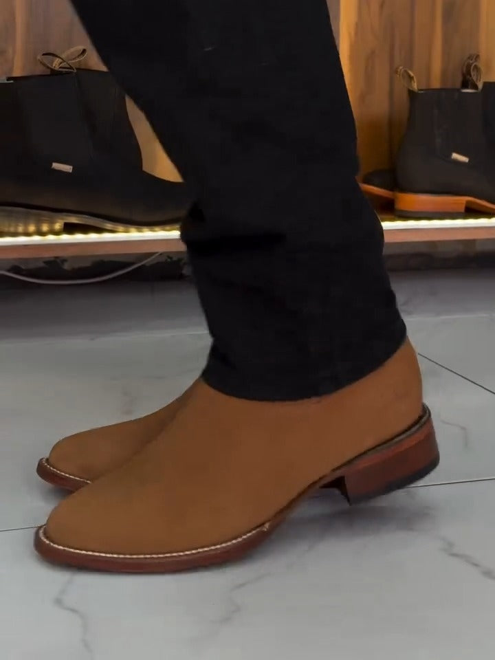 Western Suede Cowboy Ankle Boots