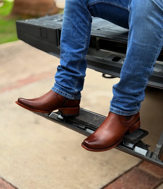 Handmade Square Toe Cowhide Boots