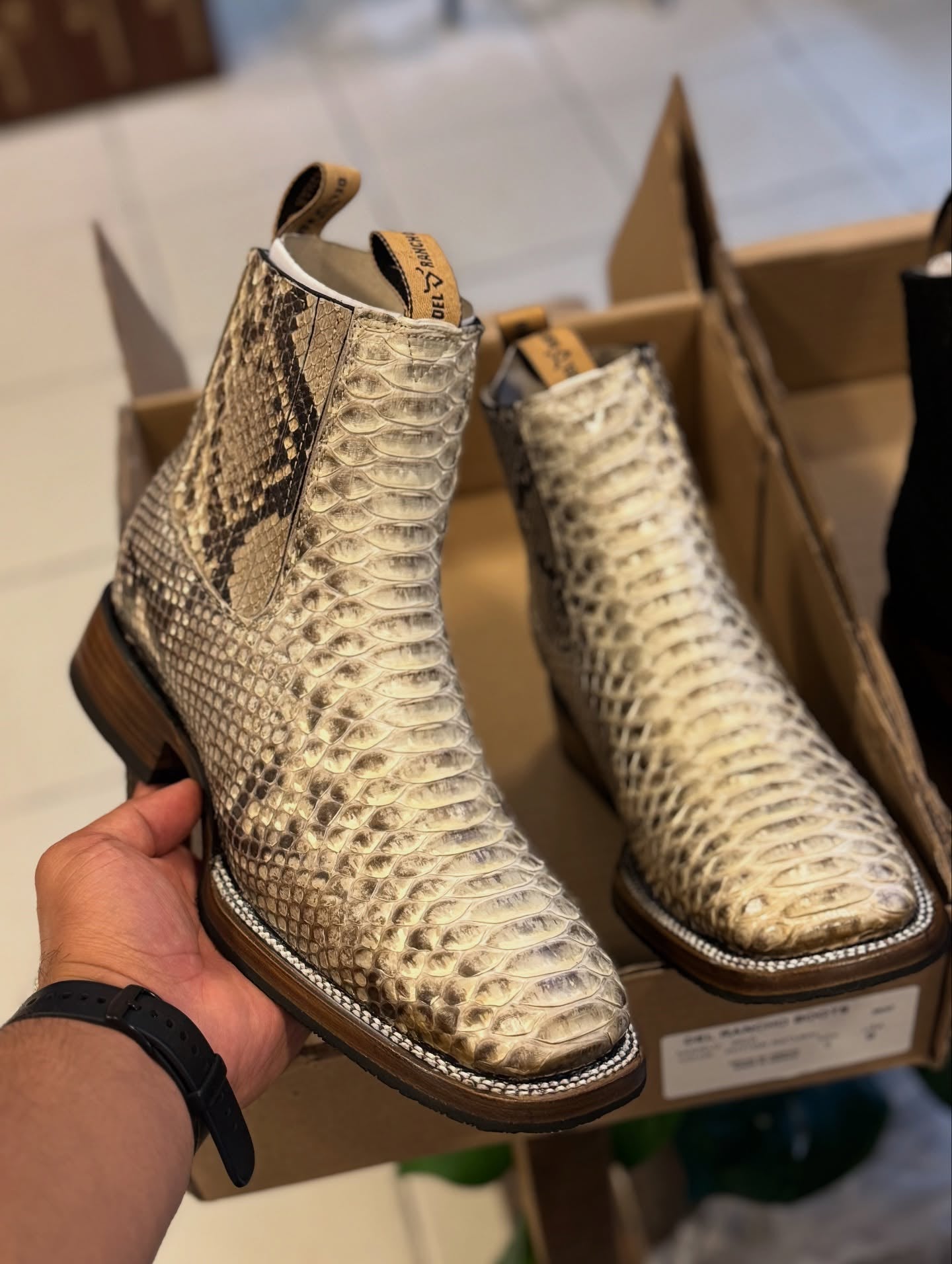 Classic Python Leather Cowboy Boots