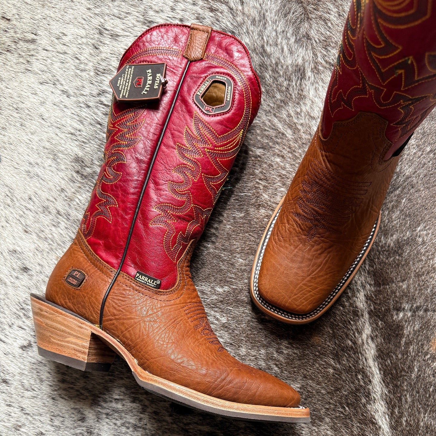 Handmade Red Embroidered Cowboy Boots