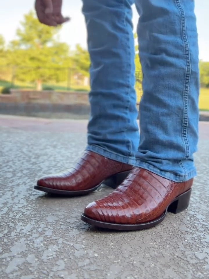 Handmade Crocodile Patchwork Cowboy Boots