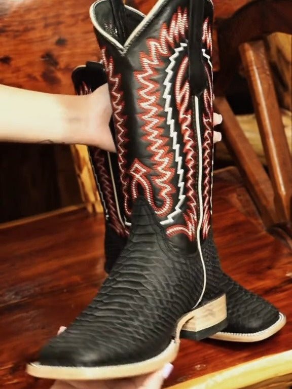 Hand Embroidered Handmade Python Skin Boots