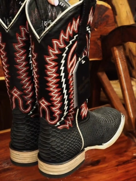 Hand Embroidered Handmade Python Skin Boots