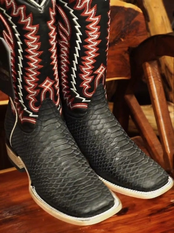 Hand Embroidered Handmade Python Skin Boots