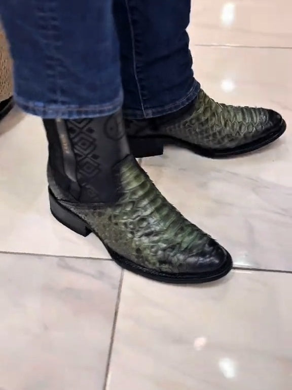 Lama USA Gray Python Almond Toe Western Boots