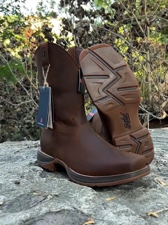 Justin Men's Braswell Brown Round Toe Roper Boots(Buy 2 Free Shipping✔️)