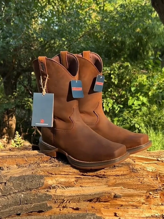 Justin Men's Braswell Brown Round Toe Roper Boots(Buy 2 Free Shipping✔️)