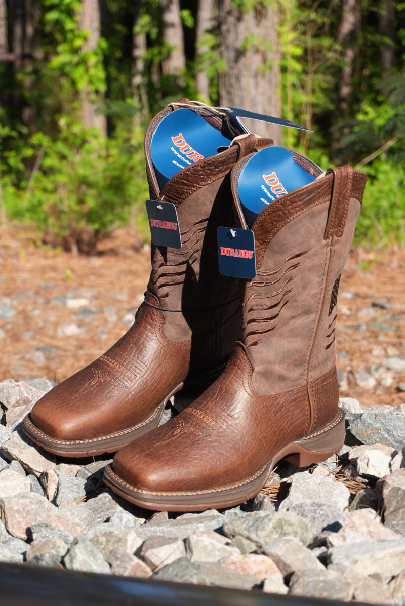 DURANGO MENS WORK BOOT REBEL DARK ALL DARK BROWN AMERICAN FLAG