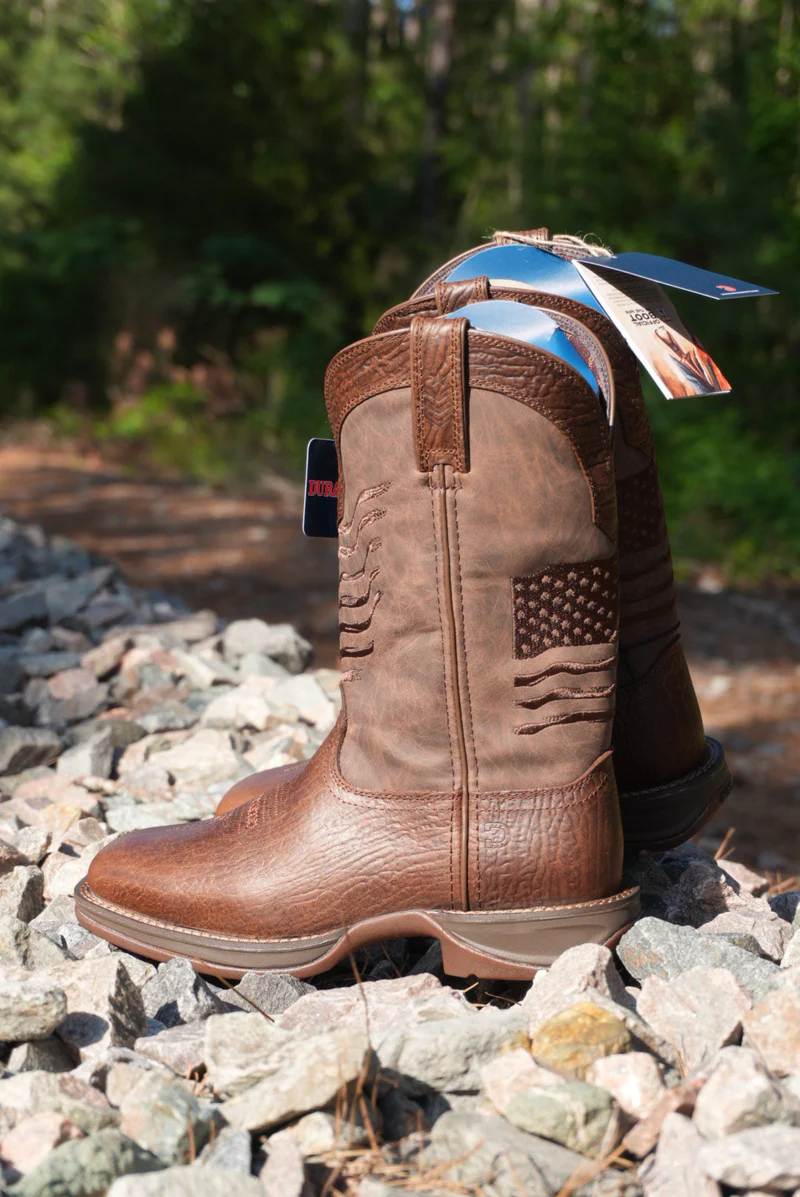 DURANGO MENS WORK BOOT REBEL DARK ALL DARK BROWN AMERICAN FLAG