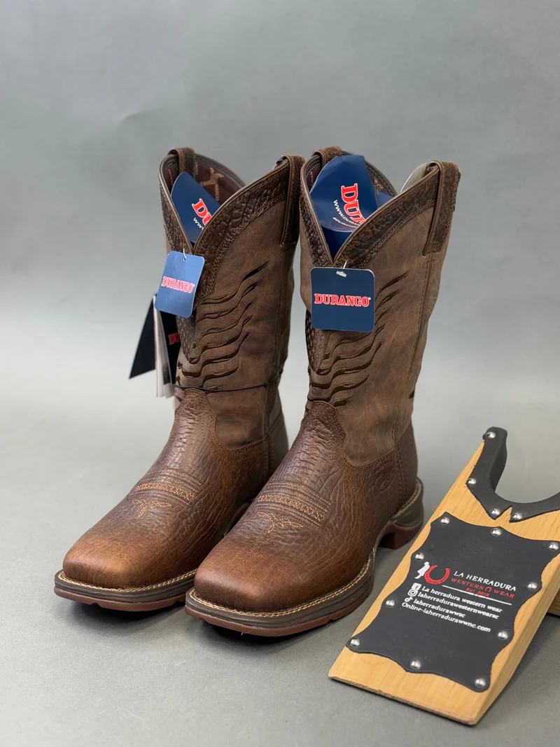 DURANGO MENS WORK BOOT REBEL DARK ALL DARK BROWN AMERICAN FLAG