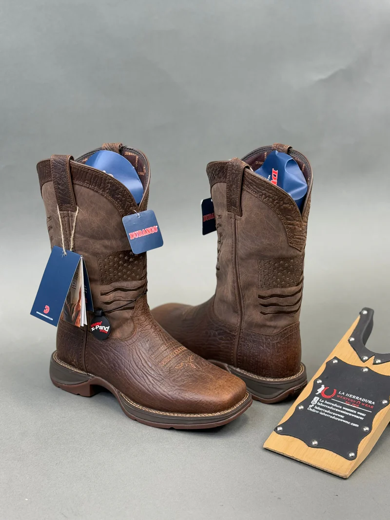 DURANGO MENS WORK BOOT REBEL DARK ALL DARK BROWN AMERICAN FLAG