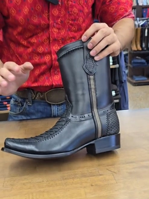 Snake Print Boots Semi Square Toe