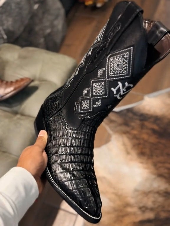 MEN'S COWBOY ALLIGATOR NECK PRINT WESTERN SQUARE TOE BOOT