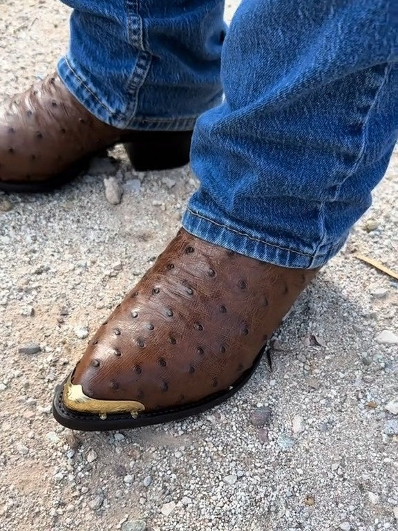 Vintage J Chisholm Exotic Full Quill Ostrich Cowboy Boots