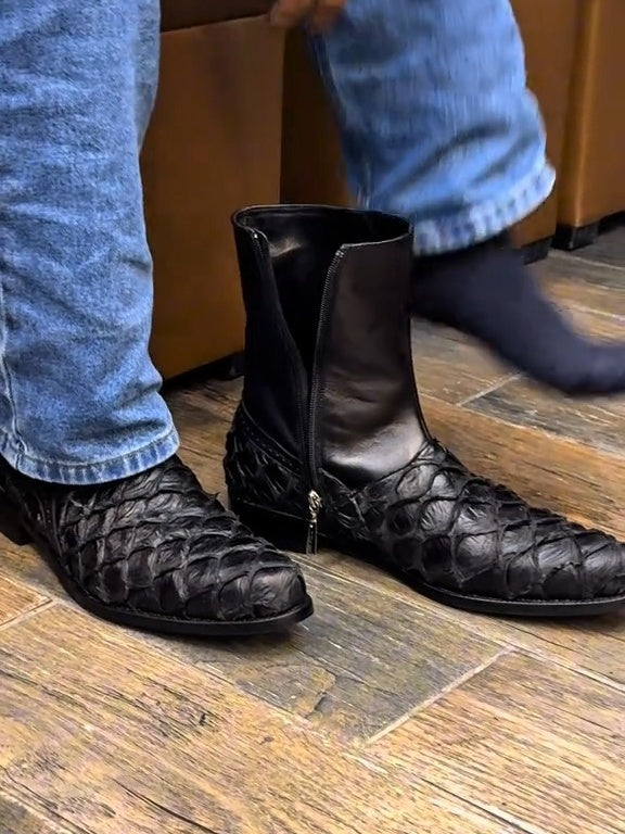 Print Short Square Toe Cowboy Boots