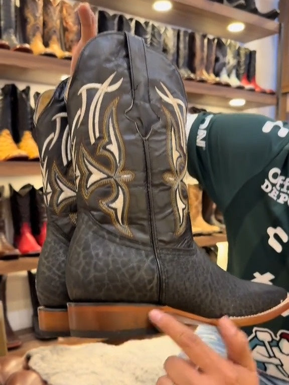 Men's Bull Collar Bulldog Square Toe Cowboy Boot