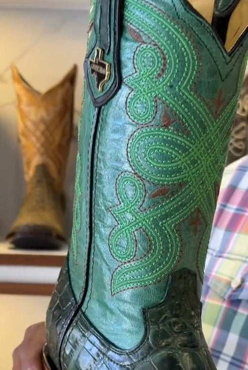 HORSE POWER EMERALD EXPLOSION CHOCOLATE CAIMAN PRINT MEN'S BOOTS
