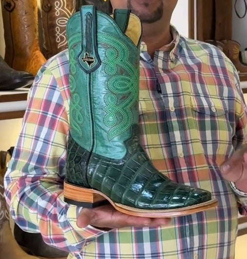HORSE POWER EMERALD EXPLOSION CHOCOLATE CAIMAN PRINT MEN'S BOOTS