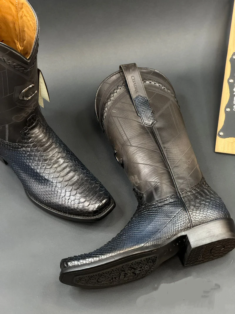 BOOTS PITON BACK LISBOA BLUE LASER & WOVEN NARROW SQUARE