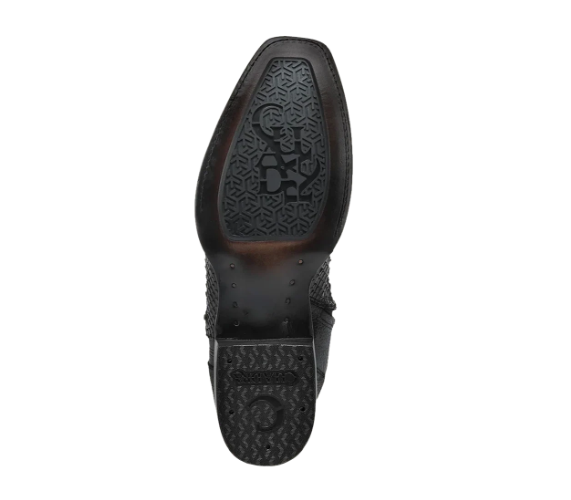 Men's Chocolate Python Zipper & Studs Square Toe Boots