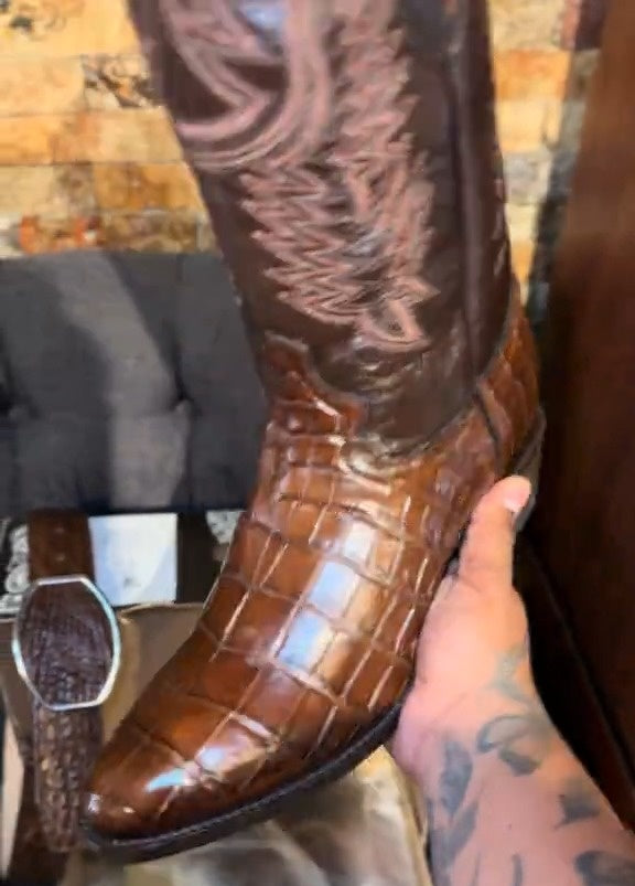 Custom Brown Crocodile Boots