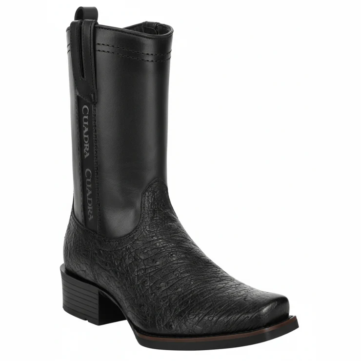 Imperial Black Ostrich Square Boot