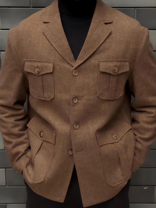 Men's Pockets Tweed Blazer