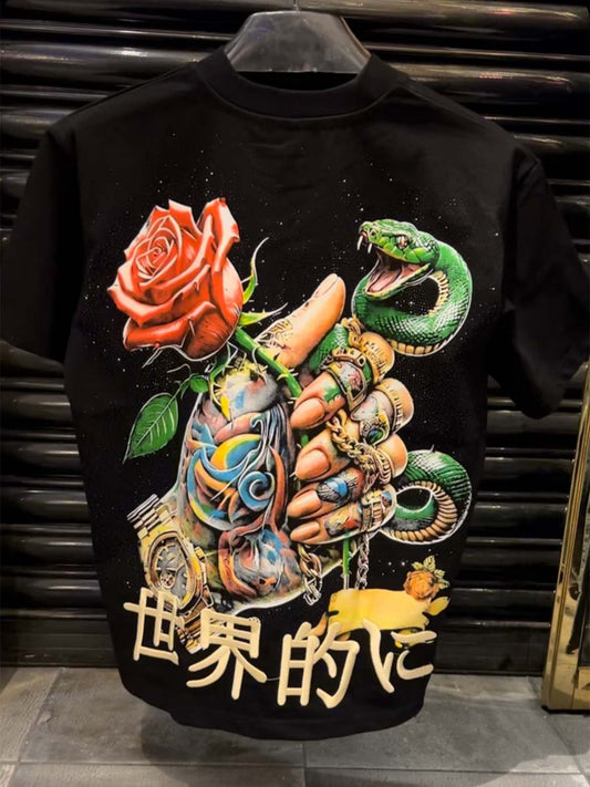 Men's Digital Printed Short Sleeve Shinny T-shirt