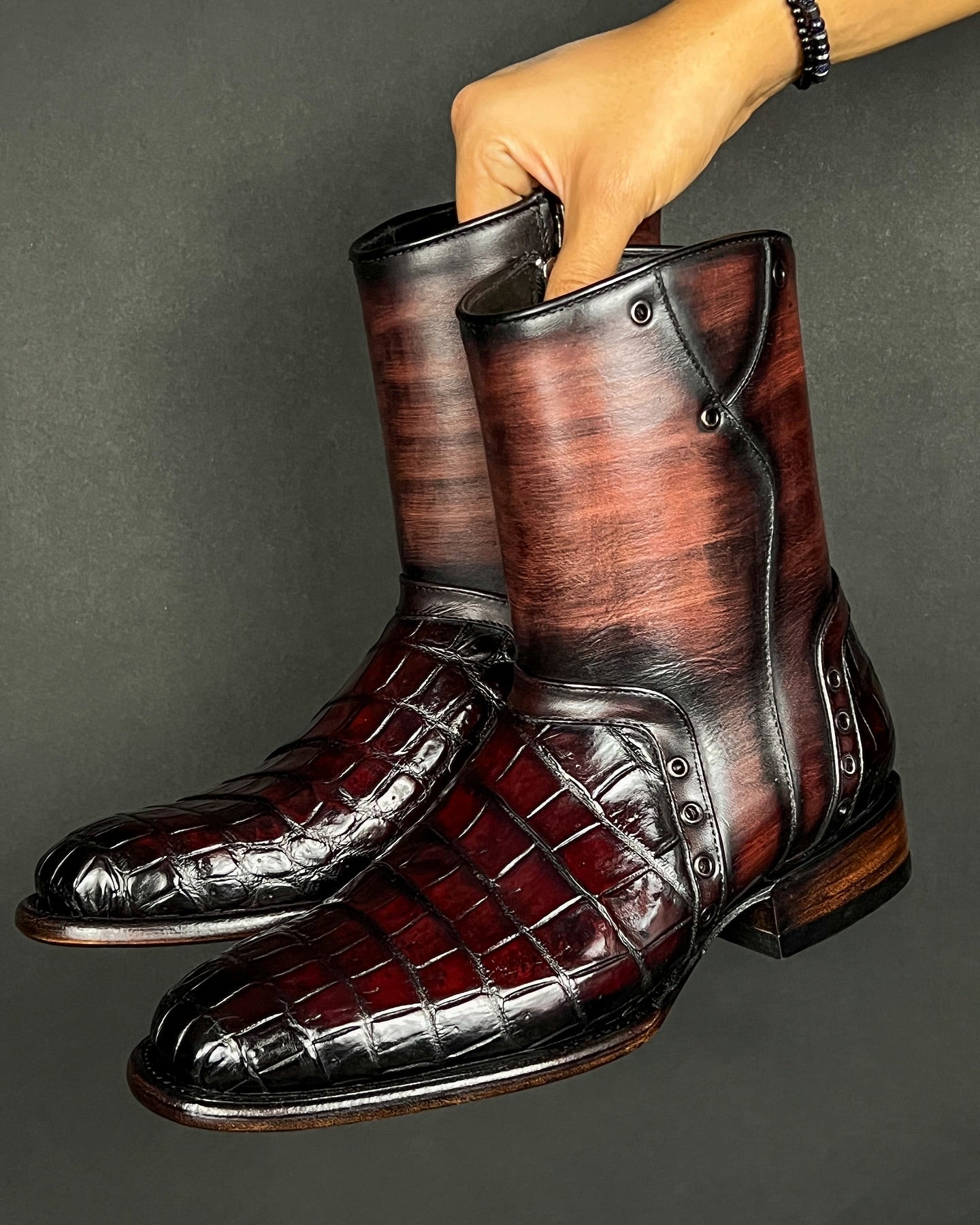 Edgar Brown Crocodile Boots