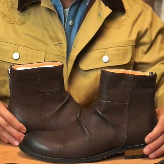 Italian Handmade Vintage Zip Men Boots