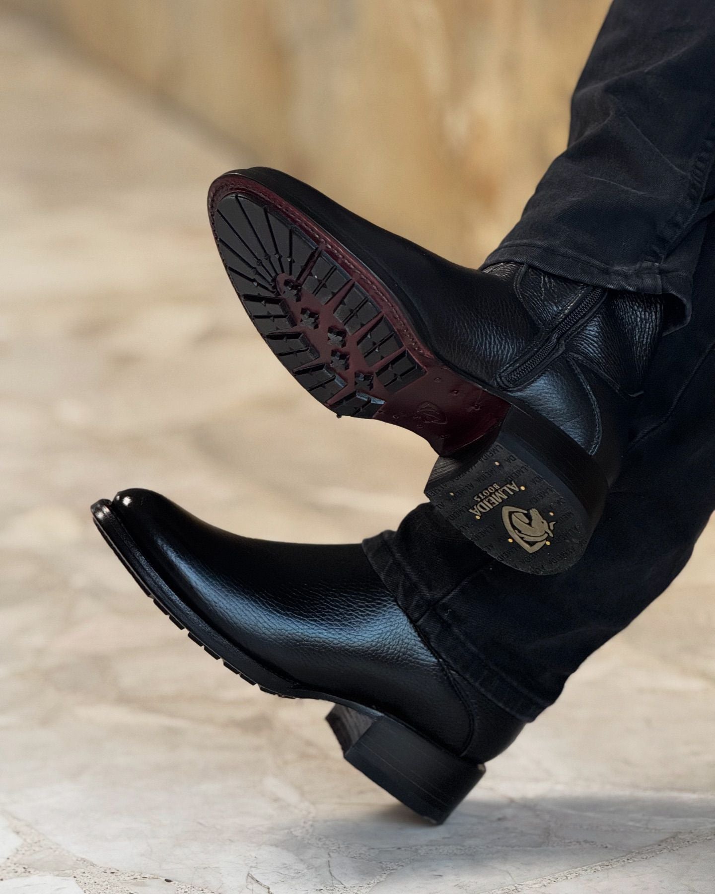 Handmade Deerskin Black Half Boots