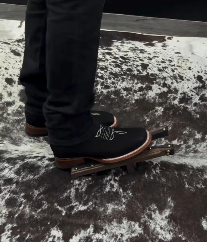 Black Square Toe Sculpted Cowboy Boots