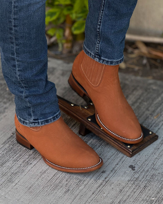 Men’s Short Ankle Boots Square Toe Handcrafted Rodeo Cowboy Boots