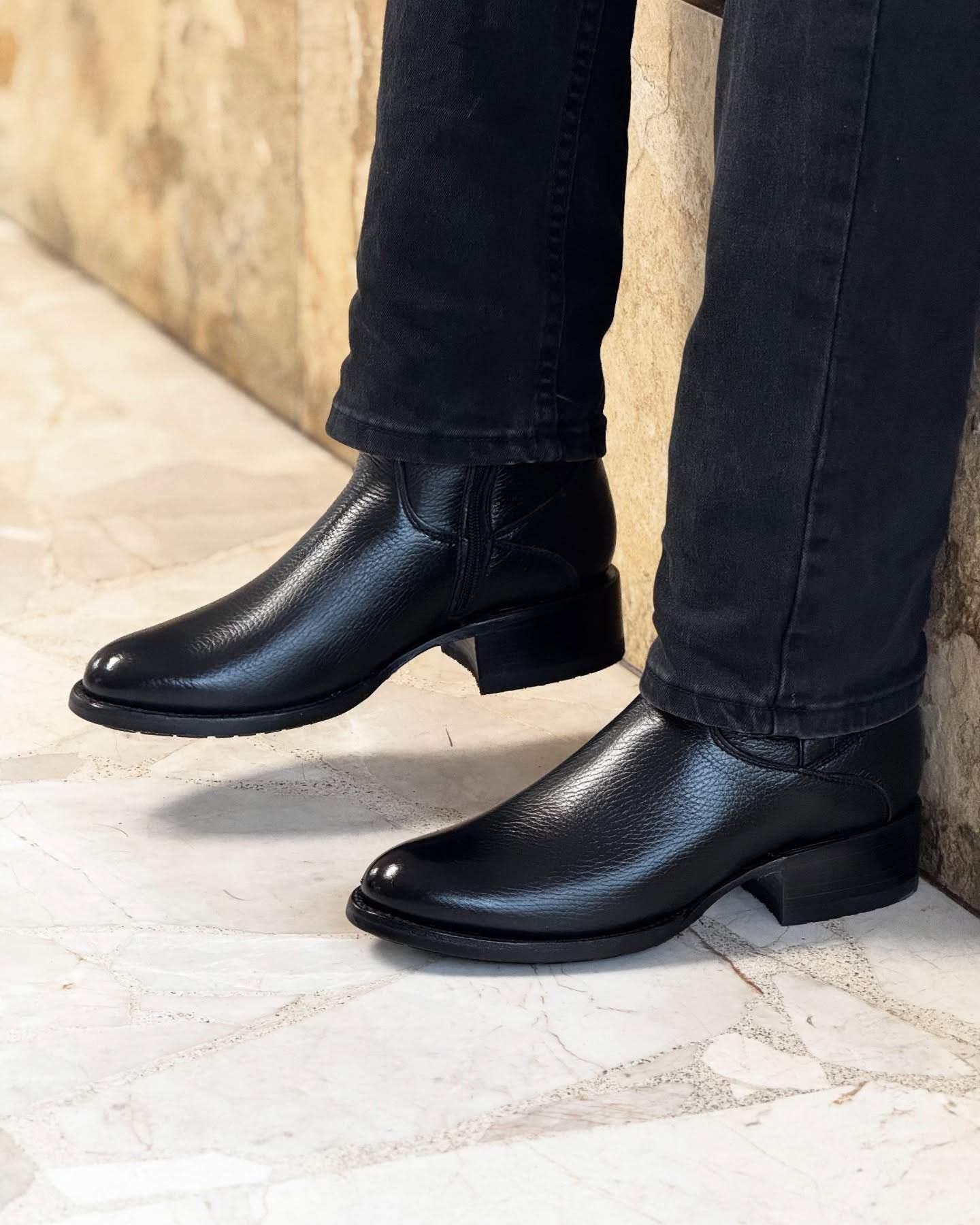 Handmade Deerskin Black Half Boots